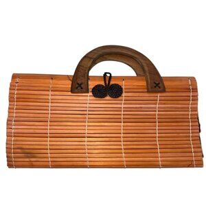orange wood slats hand bag purse